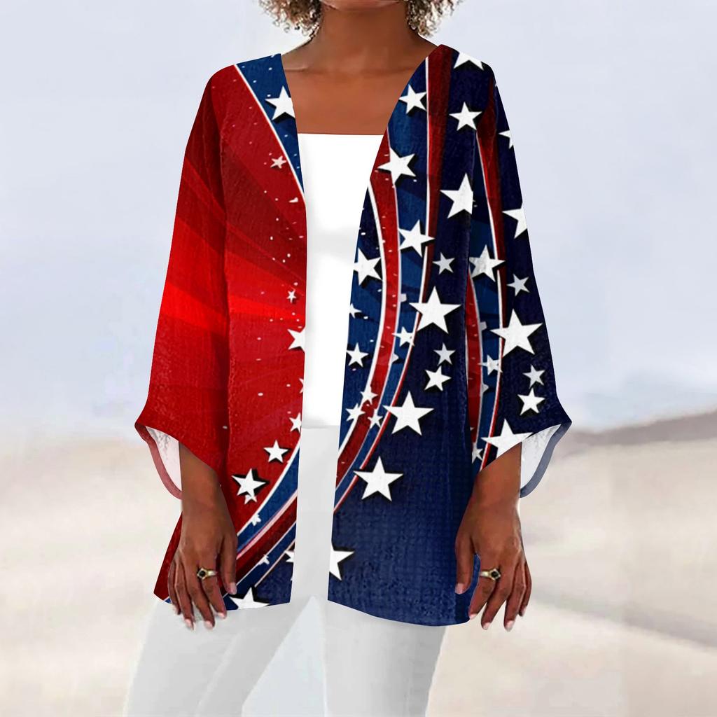 Women's Casual Fashion Printed Lightweight Mid-length Jacket Cardigan