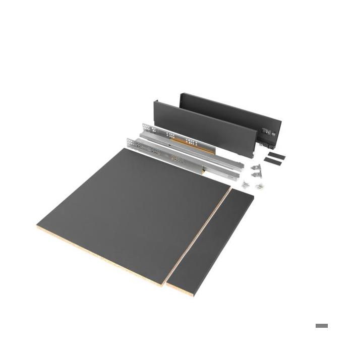 -emuca kit de tiroirs pour cuisine ou salle de bains vertex avec réglages 3d, hauteur 93mm, avec panneaux inclus, module 600mm, gris
