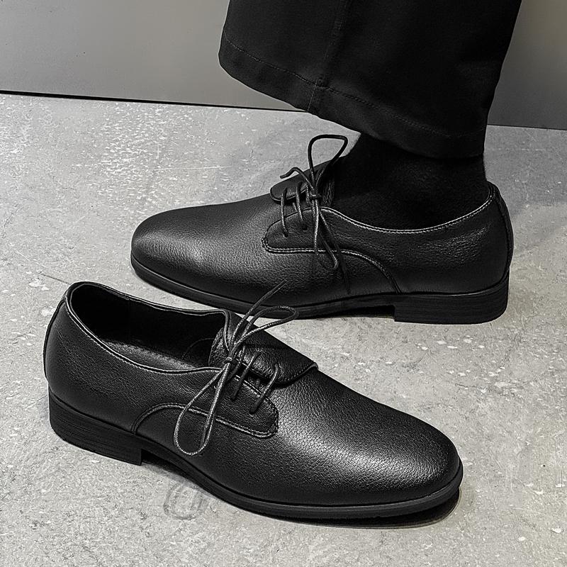 Black casual men's leather shoes luxury designer styles Office and Business Derby high-quality shoes 38-46 youth