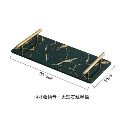 Imitation marble textured ceramic tray Skincare products, jewelry storage tray Dressing table storage ornaments Bathroom tray
