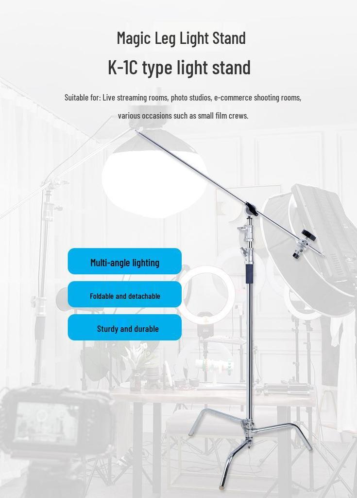 Foldable Aluminum Alloy Multifunctional Light Stand for Photography & Live Broadcast