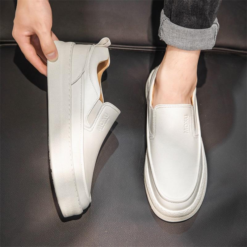 Thick Bottom Mens Loafers Genuine Leather Casual Shoes Breathable Men Sneakers Light Outdoor Walking Flats Leisure Walk Footwear