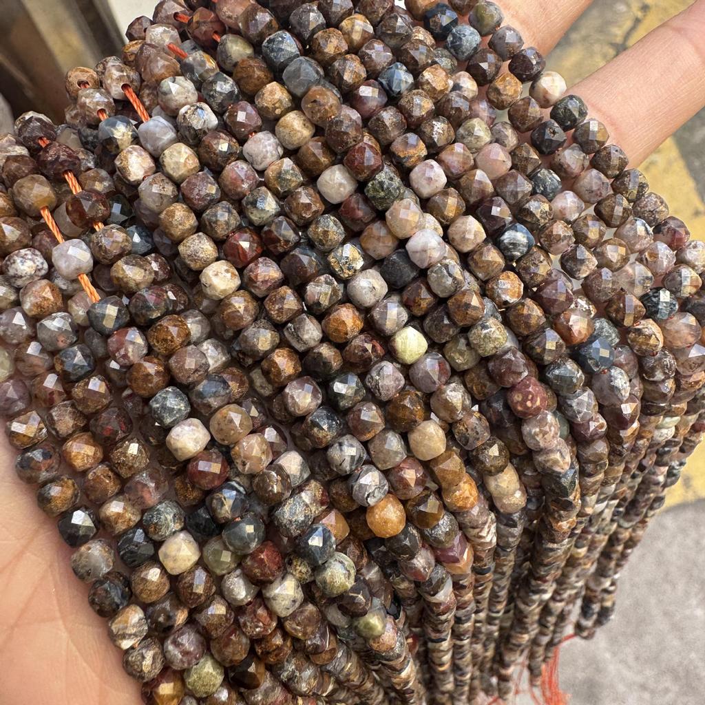 Handgefertigte facettierte Pietersit-Perlen für DIY-Schmuck