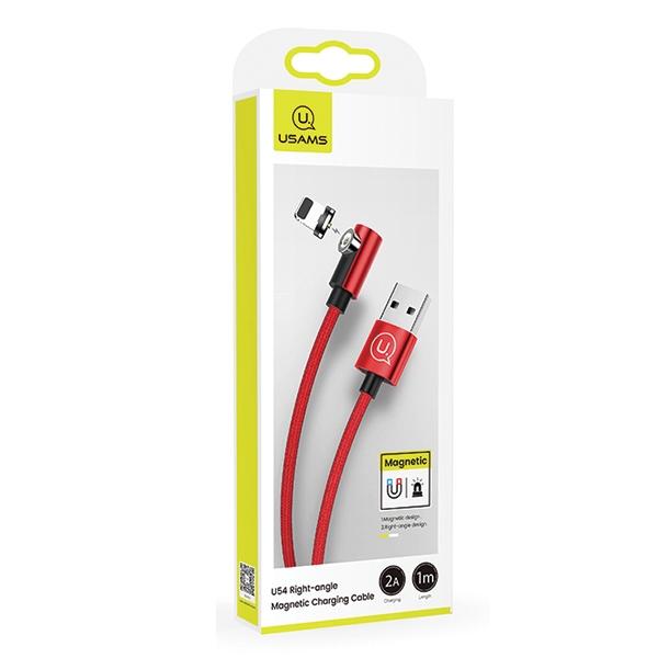 USAMS Lightning Cable 1M Right Angle Magnetic Red/Red Sj444Usb02 (Us-Sj444)