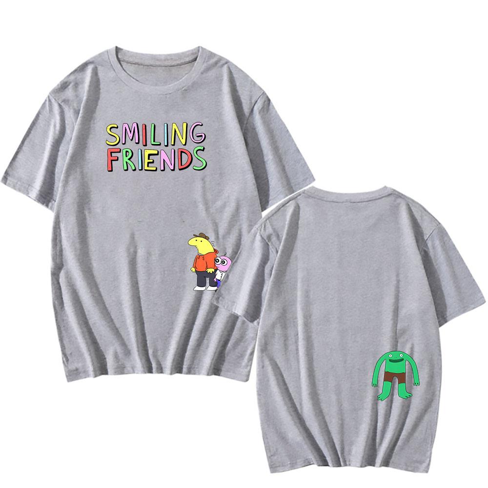 Smiling Friends Manga Koszulka Graficzna Bawełniana Krótki Rękaw Luźne Koszulki Unisex Streetwear Codzienna Dekolt Okrągły Modna Koszulka