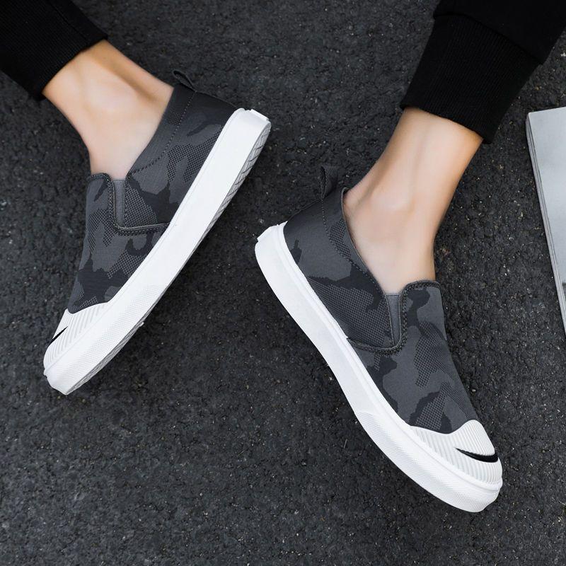 Pantofi de pânză noi de vară pentru bărbați 2024, versiune coreeană de pantofi casual pentru studenți, pantofi de pânză leneși cu un singur pedal, pantofi la modă pentru bărbați