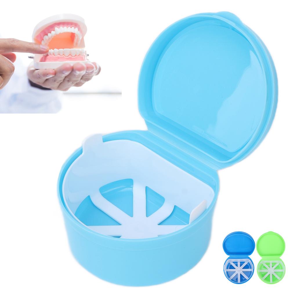 Portable Dental Retainer Box False Teeth Storage Box with Basket Net Container for Travel