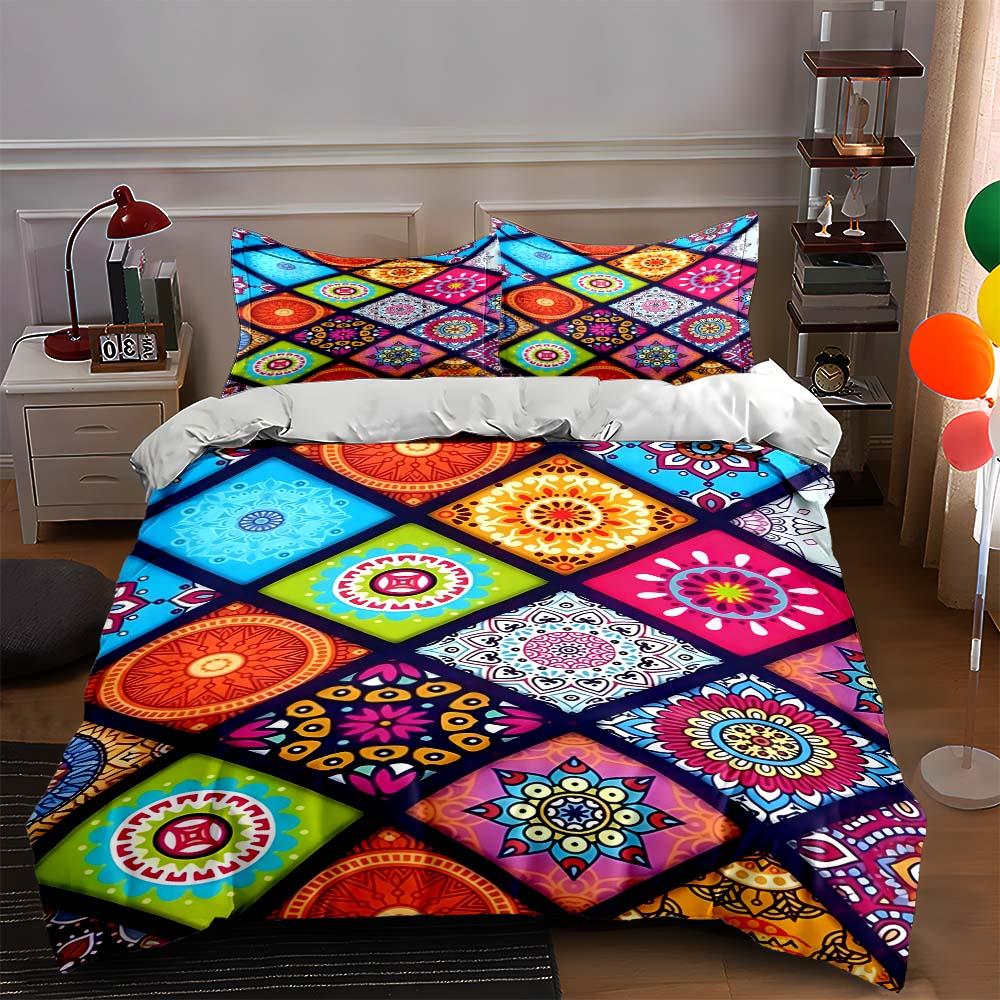 

Colorful geometric mandalas Bedding Duvet cover sets Duvet covers Pillowcases gifts (1 * Duvet Cover 2 * Pillowcases, without duvet insert) 135x200cm