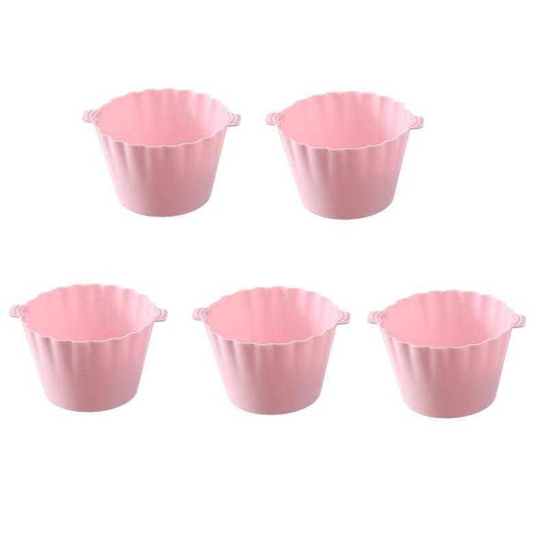 

5pcs Silicone Cake Mold Double-Eared Round Shaped Muffin Cupcake Baking Mold Food Container Diy Cake Decorating Tool Storage Box
