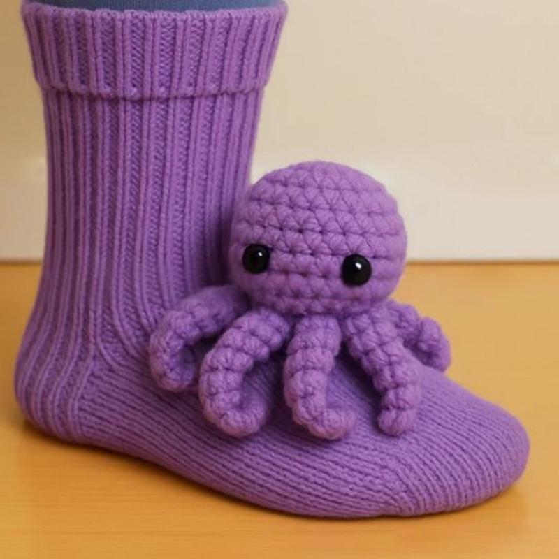3D Knits Animal Socks,Plush Animals Hug Socks,Funny Novelties Winter Warm Hand Crocheted Socks Christmas Gifts Women
