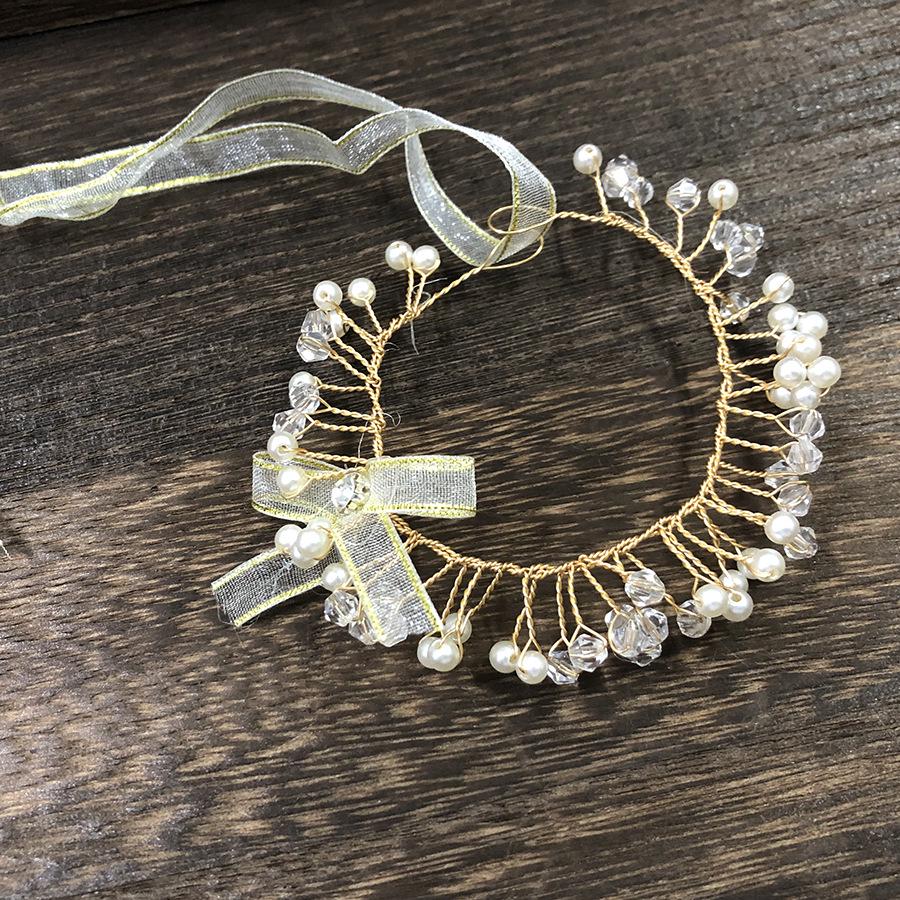 Handmade Pearl Fairy Wedding Wrist Corsage with Diamond - Dreamy Korean Style Bridesmaid Favor