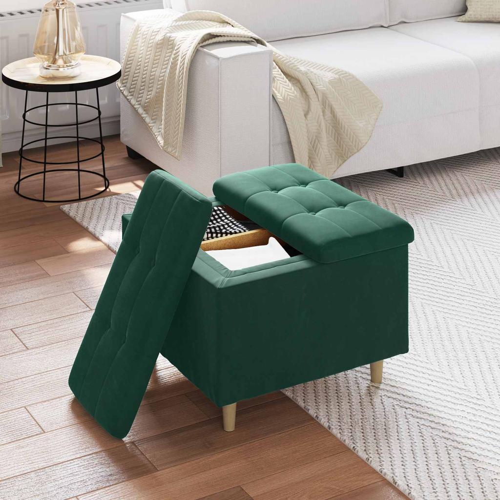 Storage Ottoman In Dark Green 60 X 60 X 45 Cm Velvet