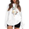 Women's Long Sleeve Neck Sweatshirt Loose Fit Casual Pullover Top, Color and Halloween Small Print
