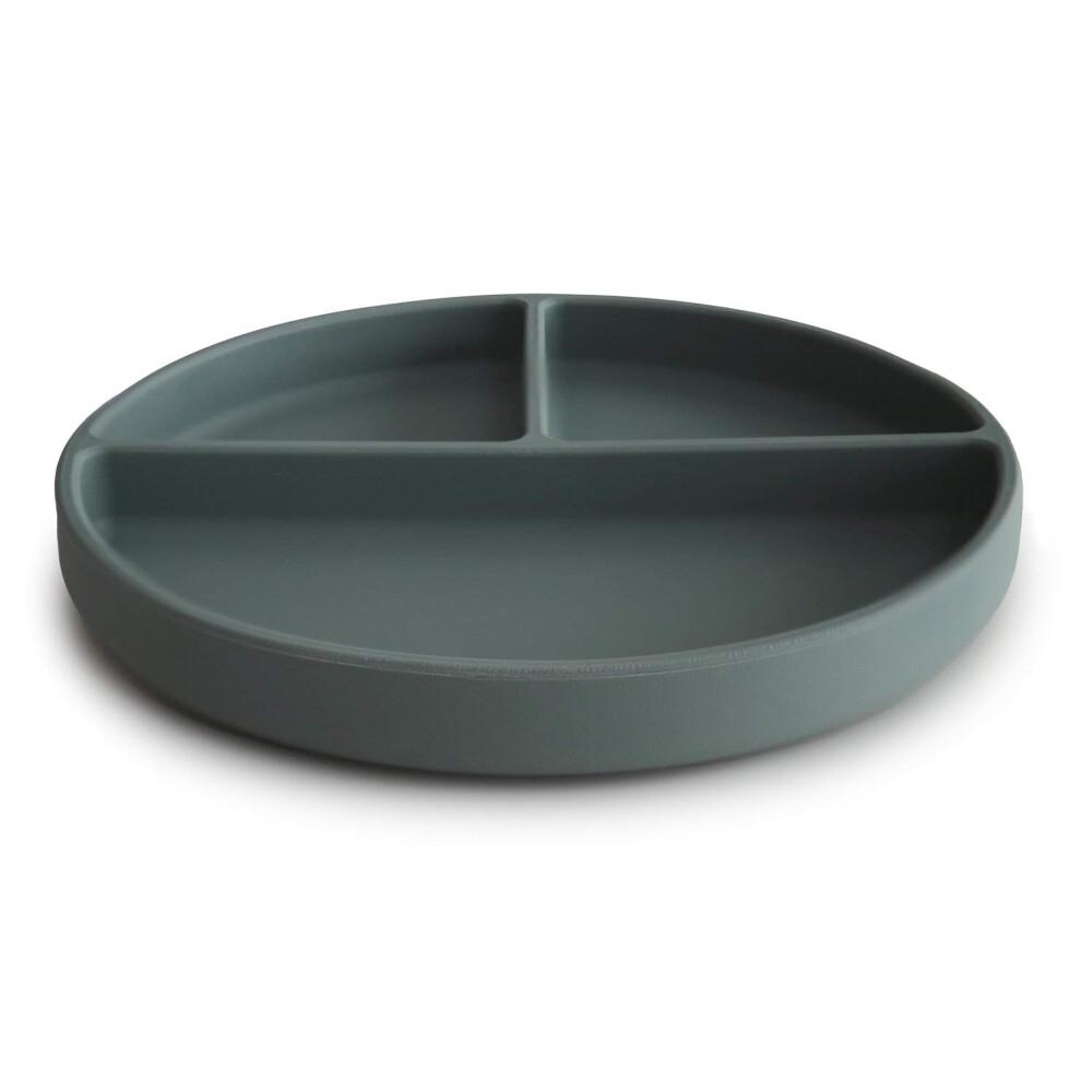Mushie Silicone Suction Plate | Non-Slip Divided Plate for Babies & Toddlers | Food Grade Silicone | Dishwasher & Microwave Safe | Dried Thyme