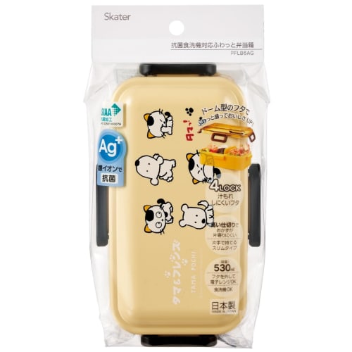 Skater Tama & Friends Lunch Box, 530ml, Single Tier, Made in Japan, Leak-Resistant, 4-Point Lock, Dishwasher and Microwave Safe, PFLB6AG-A