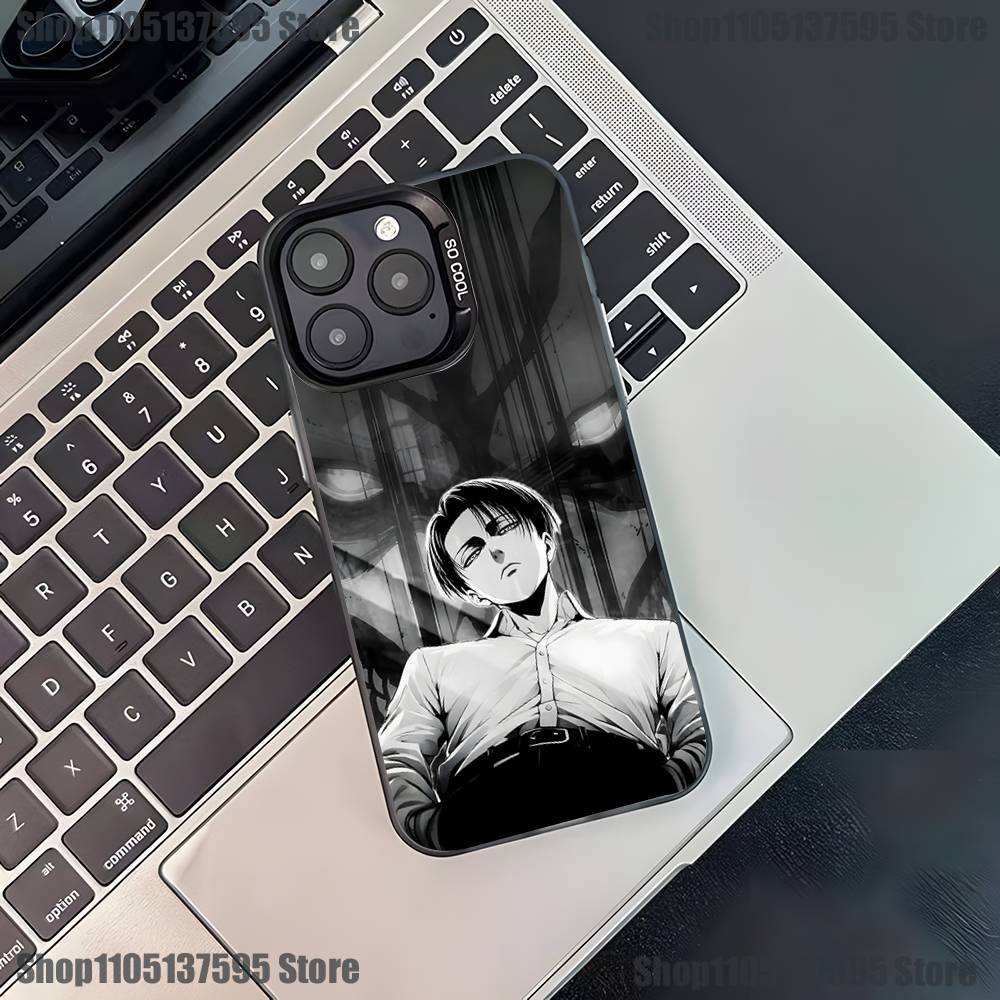 Levi Ackerman Attack On Titan Phone Case For iPhone 17,16,15,14,13,12,11,Pro,XS,Max,Plus,Mini,SE4,E Black Matte Shockproof Cover