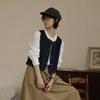 All Match Vintage Denim Vests Blue Cropped Sleeveless Jacket Simple Button-up Short Coats  Ladies