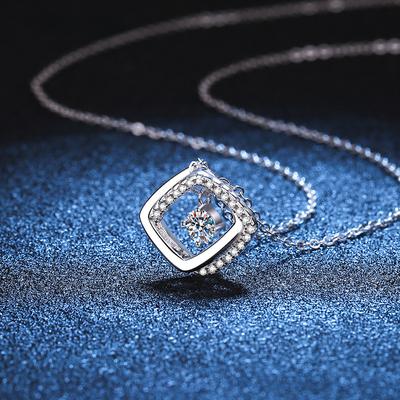 Real Moissanite Necklace Pass Diamond Test 0.3 CT Pendant 925 Sterling Silver Geometric Necklace for Women Fashion Party Jewelry