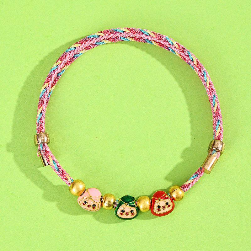 Dragon Boat Festival Tassel Pendant: Five-Color Pink Zongzi String with Gourd for Peace and Health