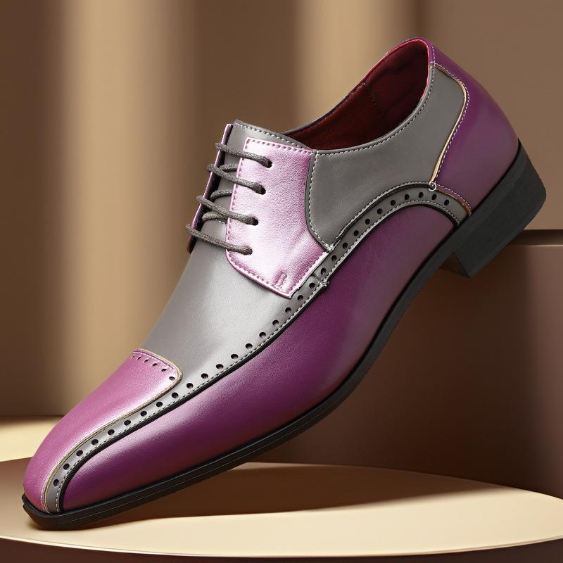 

Large size new youth versatile breathable leather shoes color matching carving business personalized splicing casual, leather shoes men 48