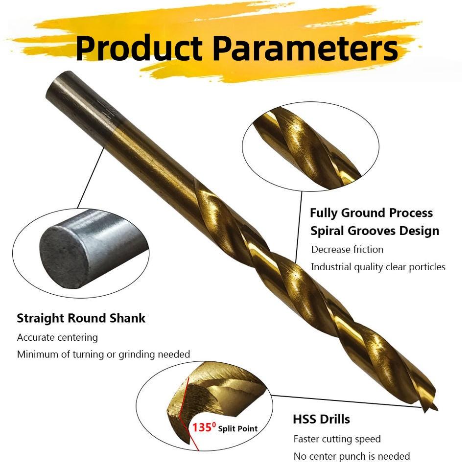 13Pcs High Speed Steel Twist Drill Bit Set 1.5 - 6.5mm Titanium Coated HSS Drill Bits