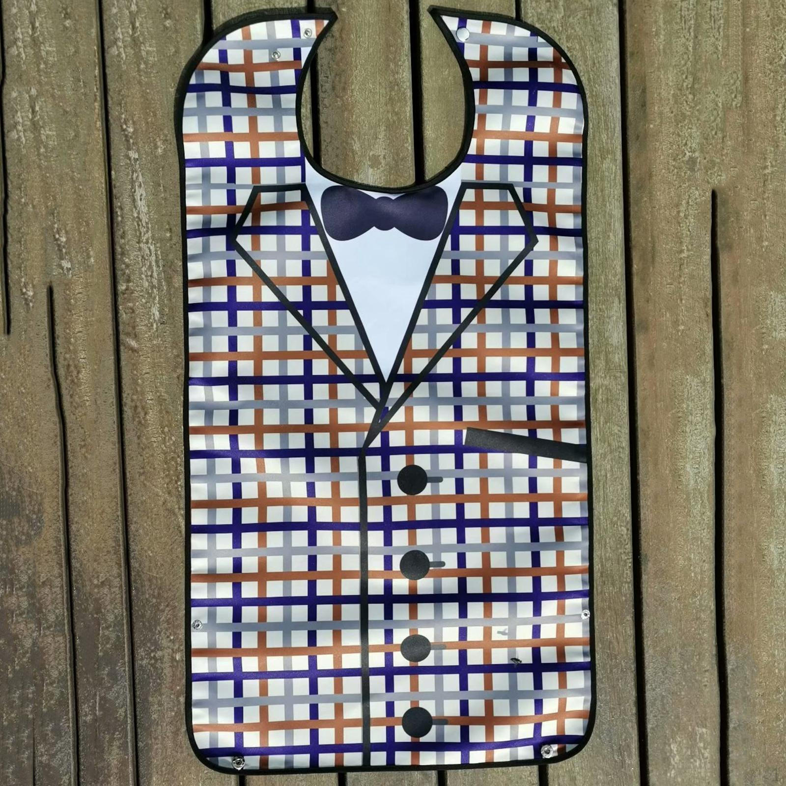 

Взрослый ПВХ Печать Ткань Регулируемый Нагрудник Для Мужчин Пациентов 33.85x18.11inch_Grid pattern