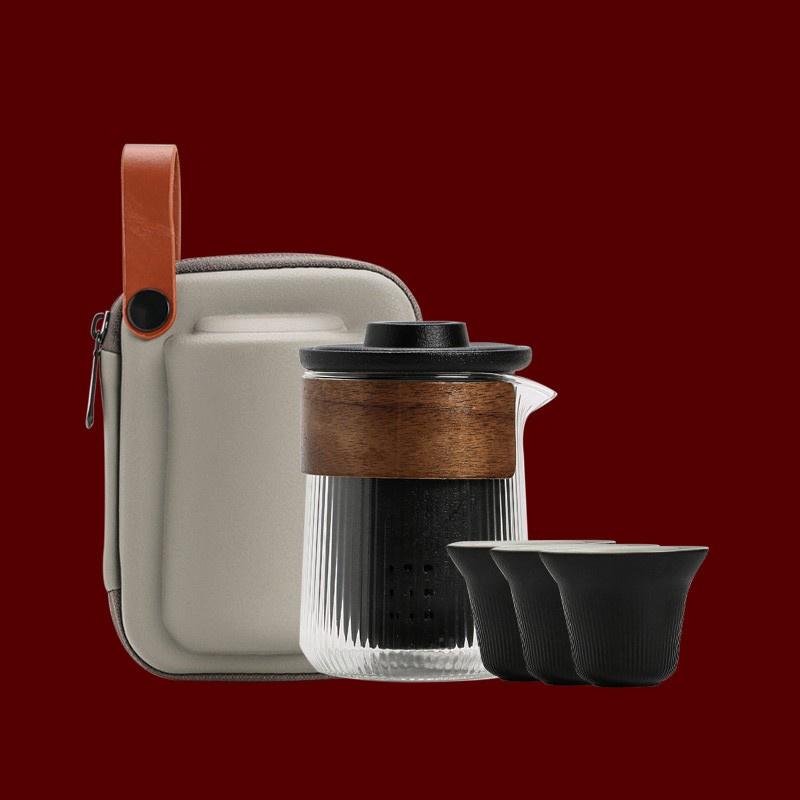 

Ceramic Express Cup One Pot Three Cup Glass Portable Kung Fu Tea Set D