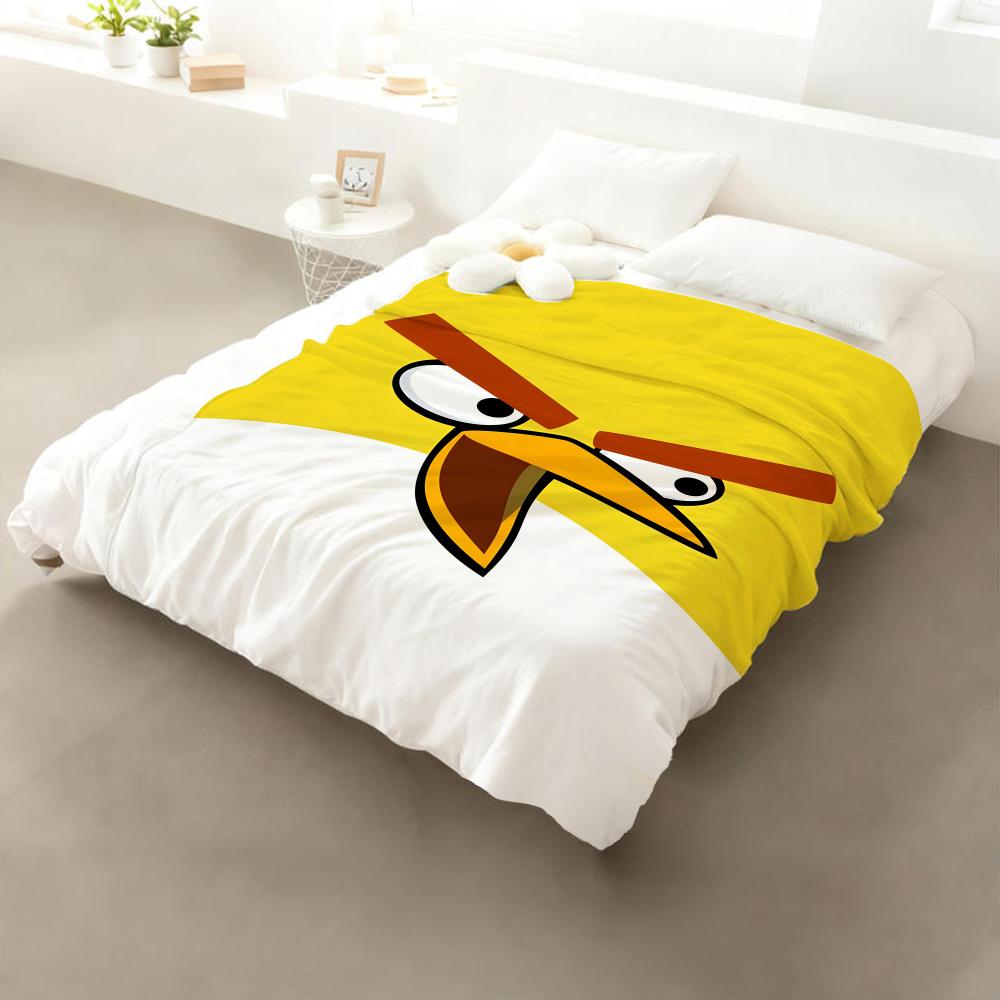 Playful Angry Birds Game Throw Cozy Soft Flannel Throw Lightweight Skin-Friendly for Sofa Bed Office & Travel