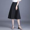 Nylon Cotton Bamboo Linen Skirt Women's Stylish Button Umbrella Skirt Young Casual Mid-length A-line Skirt Elastic Waist Skirt