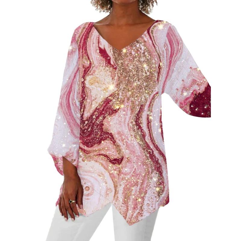 QICED Women's Fashion Casual 3/4 Sleeves V Neck Blouses & Shirts