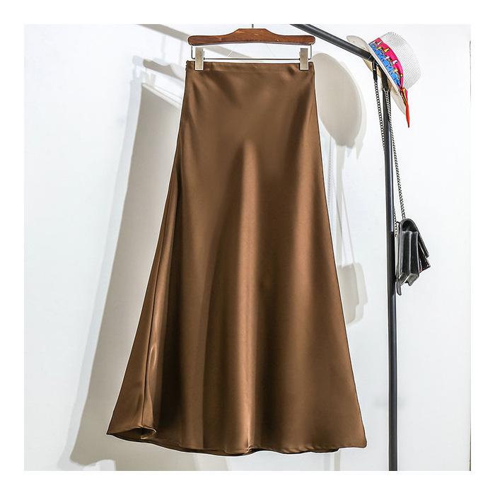 Women's High-Waisted A-Line Satin Skirt, Slimming Tall Fit - 2025 Summer Collection