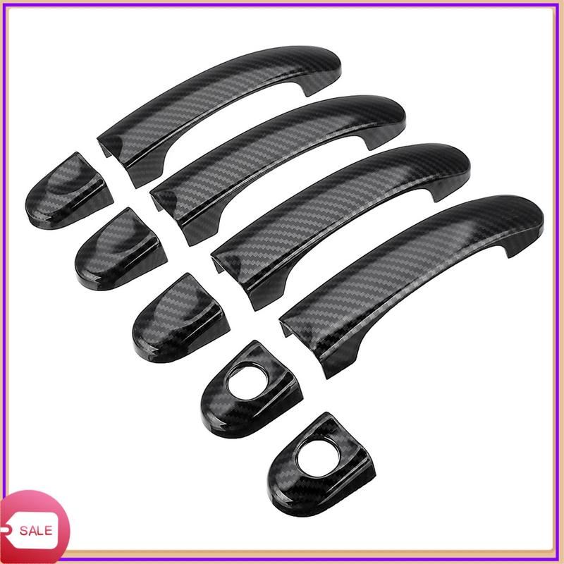 Prominent 9Pcs Set ABS Chrome Door Handle Covers Trim For TRANSPORTER T5 T6 CADDY VAN 2003-2015 Carbon Fiber Style