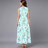 Plus Size Women Sleeveless Round Neck Dress Romantic Floral Printed Flowy Calf Length Gown