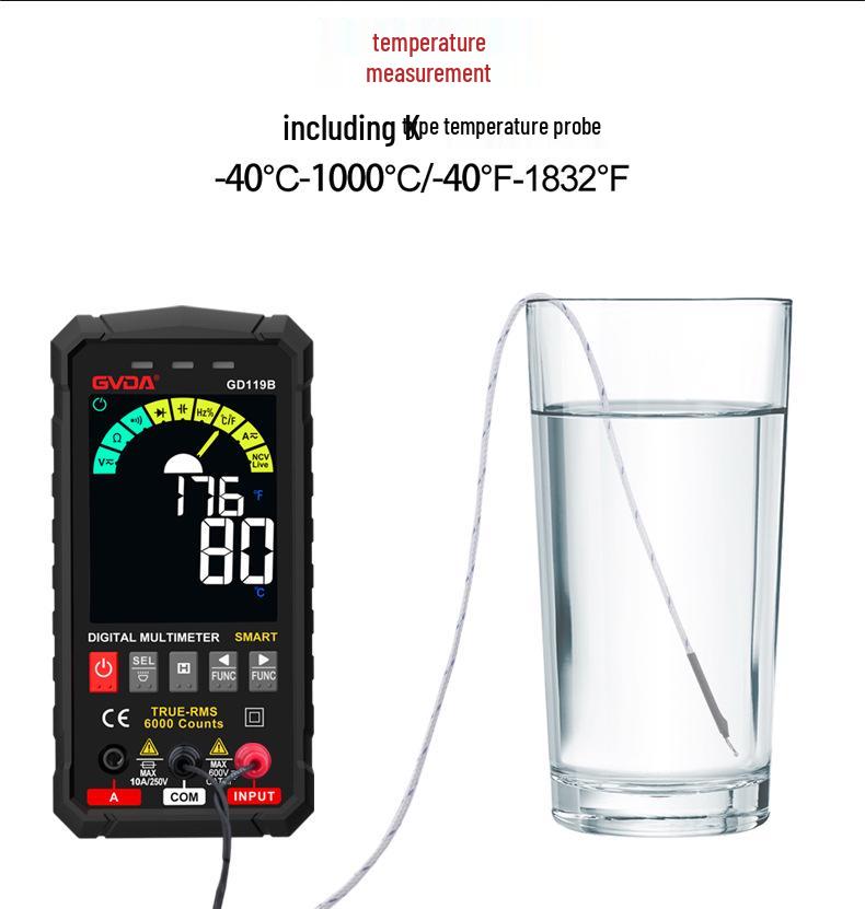 GVDA Precision Digital Multimeter - Intelligent Autorange, Anti-Burn, Color Screen Ammeter