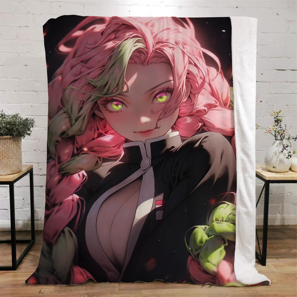 Demon Slayer-Kanroji Mitsuri Warm Winter Blankets for Sofa Cover Blanket Beach Towel Luxury Bedding Fluffy Plaid Bed Throw Knee