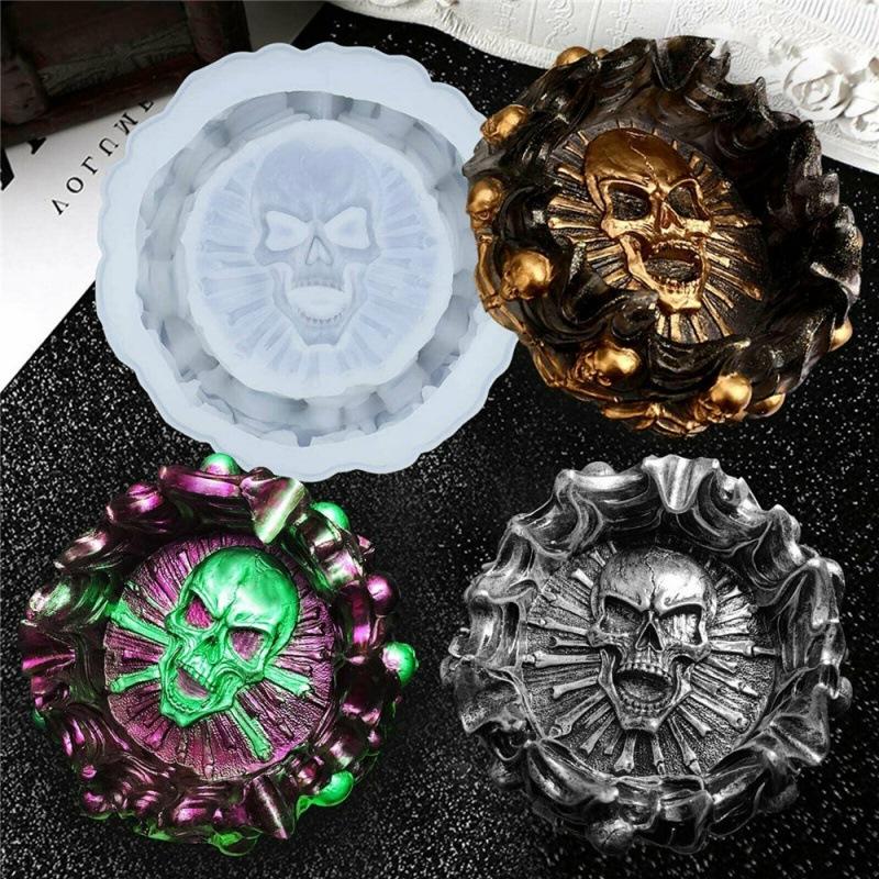 DIY Crystal Epoxy Ashtray Mold New Skull Ashtray Mold High Mirror Handmade Silicone Resin Mold