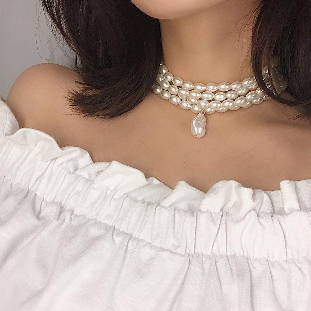 Collier Ras-de-cou Perles Fausses Bijoux Élégant Collier Col pour Femmes Filles