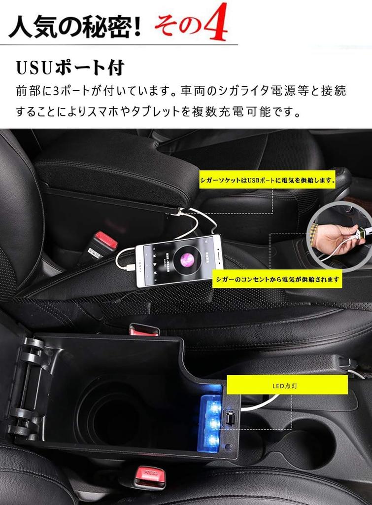 [SeasonJYUNN] AQUA Car Armrest, Toyota Aqua NHP10/NHP10H Charging Port, Storage Cushion, Dual Layer Type,