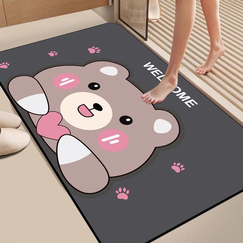 Diatom Mud Floor Mat Cartoon Bathroom Water-Absorbing Quick-Drying Floor Mat Household Bathroom Door Non-Slip And Dirt-Resistant Rubber Floor Mat