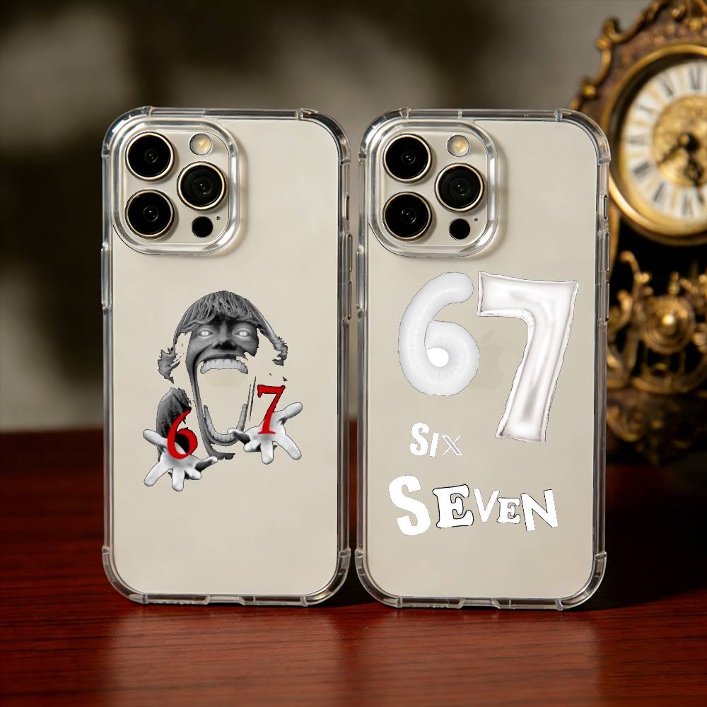 67 Six Seven Phone Case For iPhone 17 16 15 14 13 12 11 Mini Pro Max Plus Transparent Cover