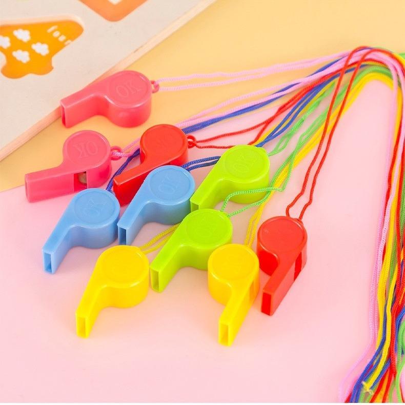 12/24pcs Whistle Toy Referee Whistle Fan Whistle with Rope Cheerleading Prop Solid Color Whistle Children's Gift