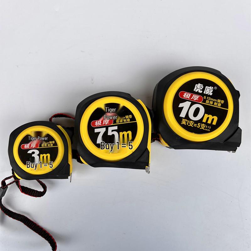 

Tiger Power Wear-Resistant Steel Tape Measure, 10m/3m, High Precision, Thickened, Drop-Proof, Ideal for Woodworking and Household Use. Black - 3 Meter
