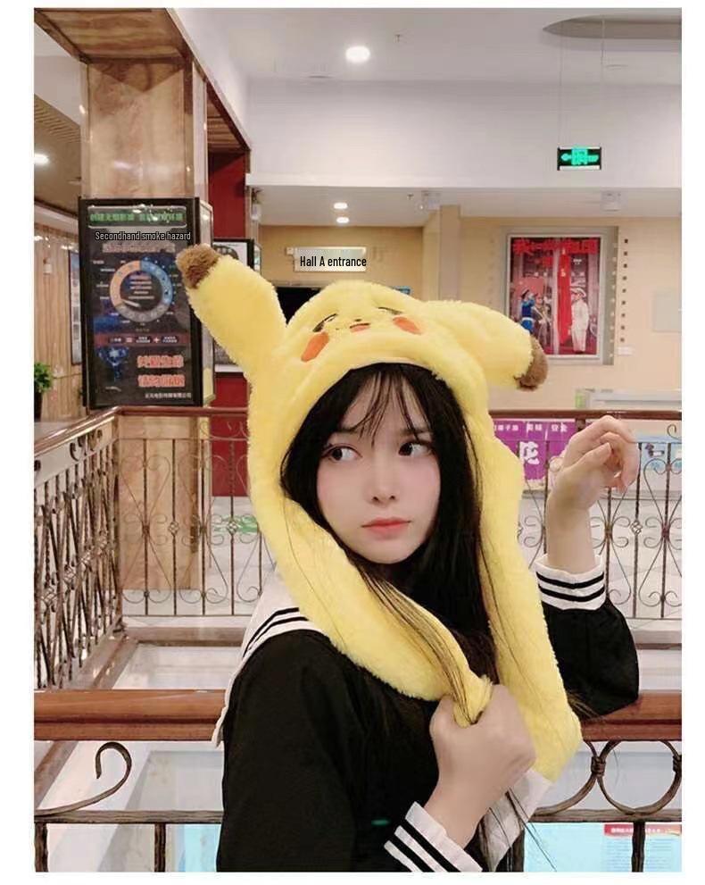 Children's Plush Cartoon Hat with Movable Ears - Luminous Rabbit Design for Parent-Child Matching