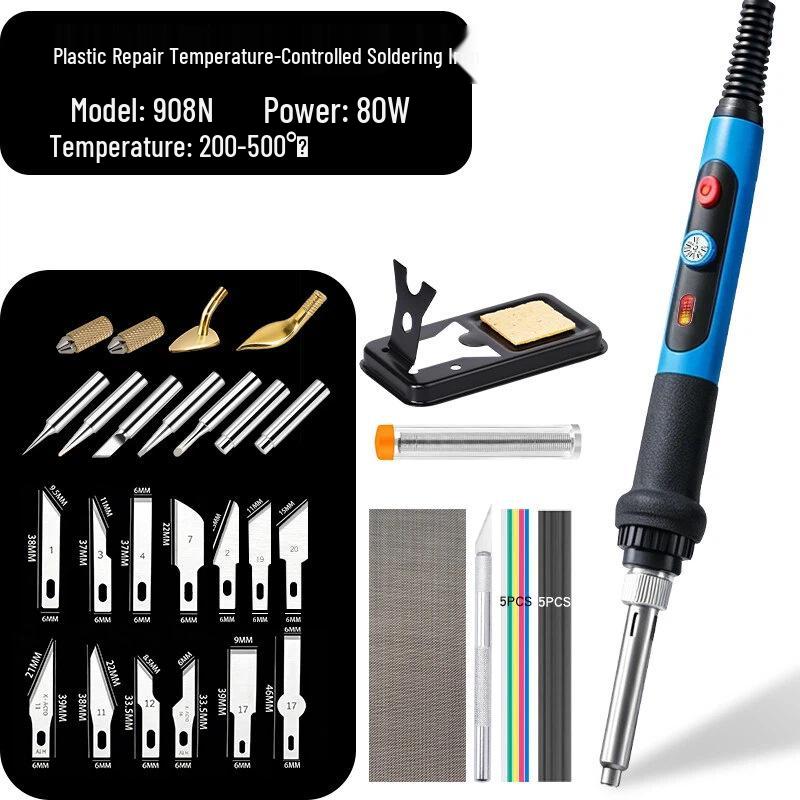 80W Adjustable Temperature Electric Soldering Iron & Heat Cutting Knife for DIY Plastic Repair and Flower Pot Hole Punching