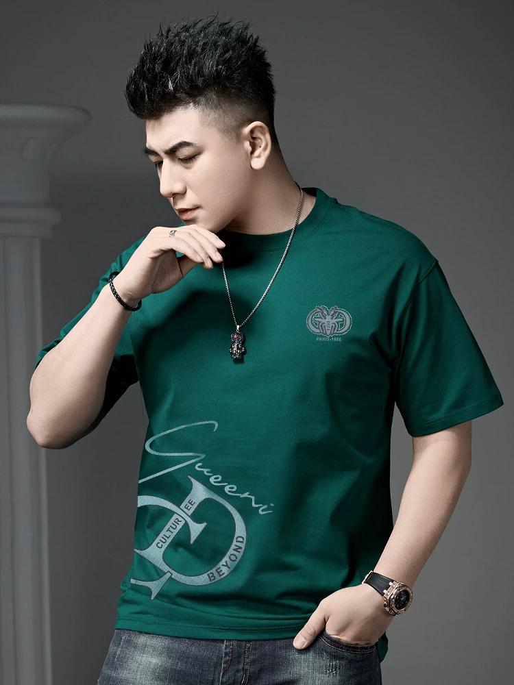 

Ozhouzhan Trendy Brand Bronzing Hot Drilling Men s Short sleeve T-shirt 2025 Summer New Half Sleeve Top Loose T-shirt L серый