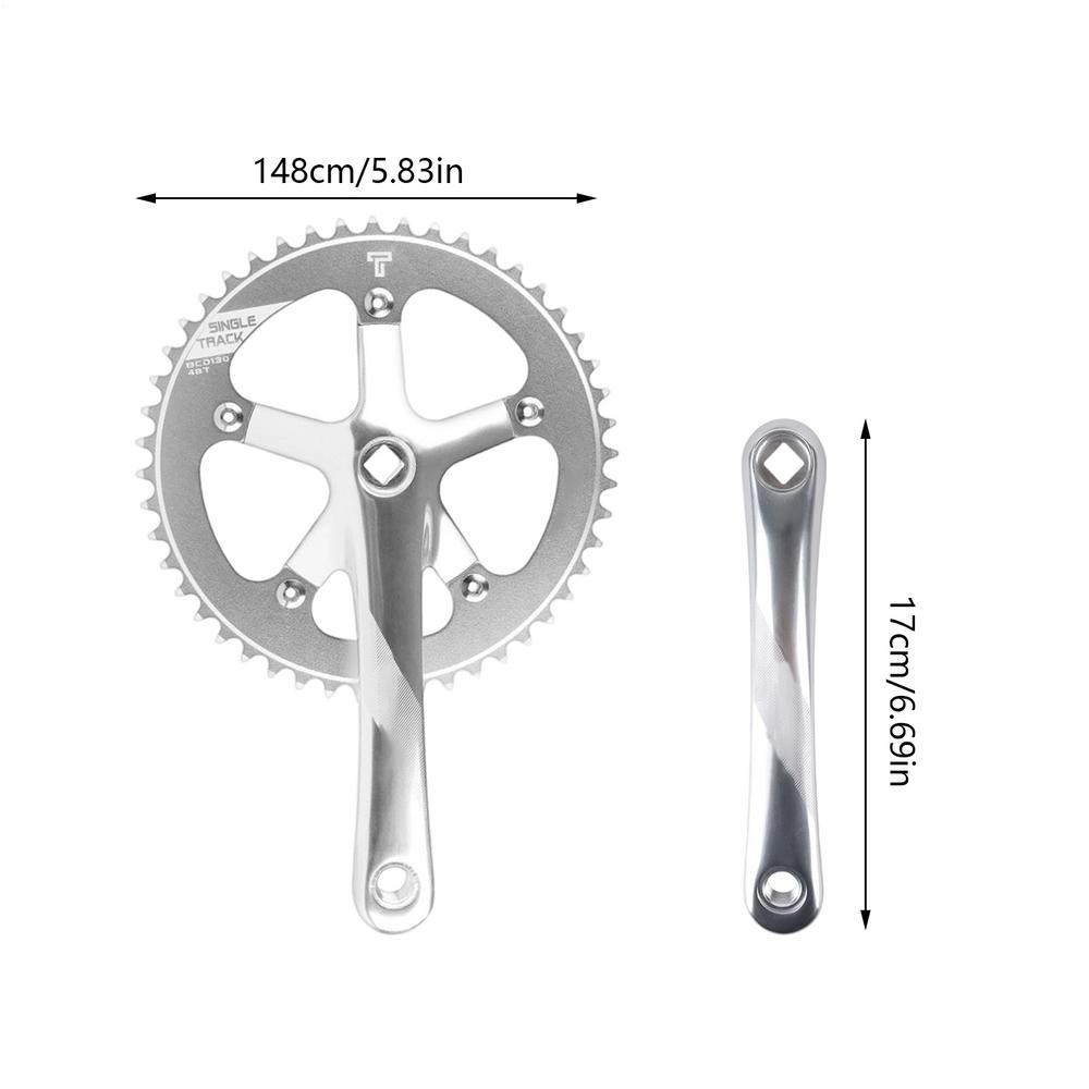 

Bicycle Crankset 48T Mountain Bike Square Hole Crank Aluminum Alloy Single Speed Cranks Chainwheel Crank For Road Racing срібний