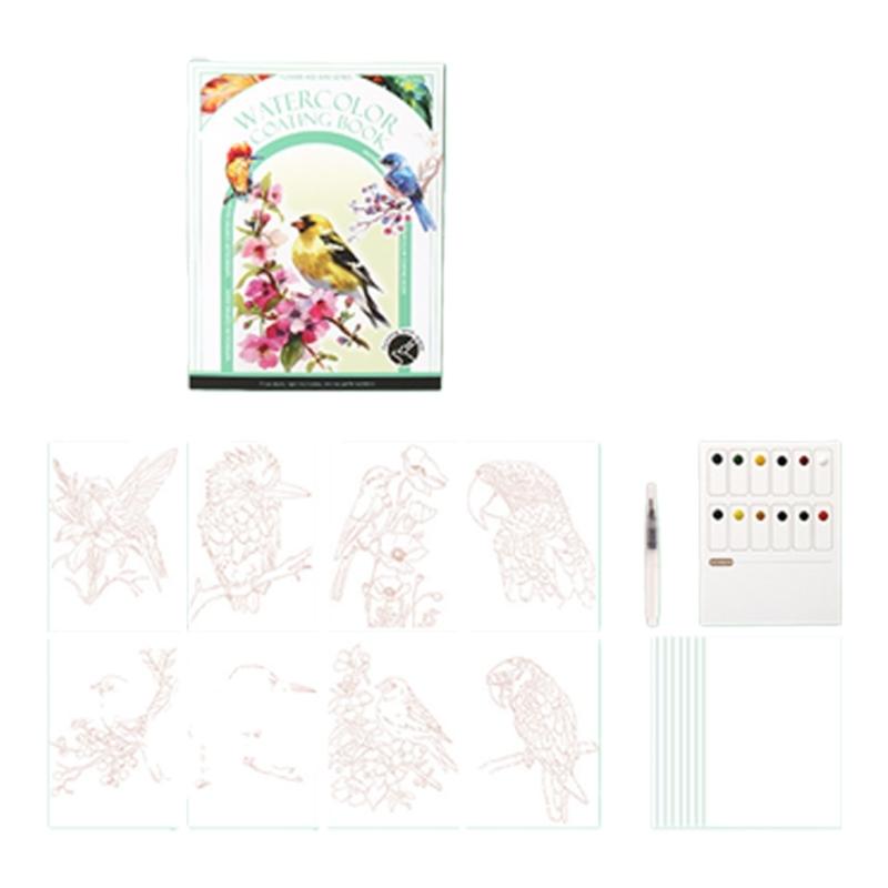 Beginner Friendly Watercolor Coloring Book Features Sketched Designs Blank Pages and Palette Perfect for Creativity