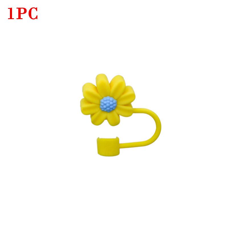 10PCS Silicone Straw Covers Cap Compatible with Stanley 30&40Oz Cup10mm Cute Flower Straw Toppers,Reusable Dust-Proof Straw Caps