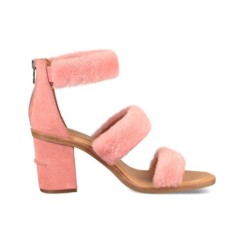 UGG Del Rey Fluff Heel Comfortable Soft Fur High Heel Sandals Women Sandals Cherry-Blossom-Pink 1095489-LNT