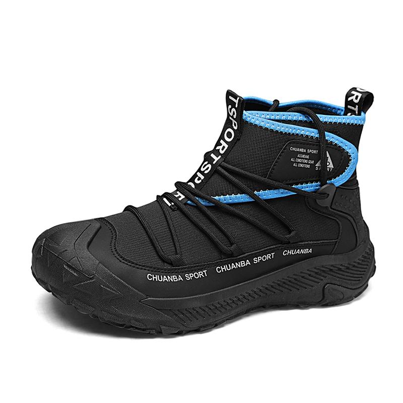 2025 Outdoor Green Walking Shoes Men Fashion High Top Casual Boots Men Platform Breathable Hiking Shoes For Men Trekking Boots
